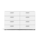 Gavetero De 8 Cajones Blanco Y Beige 140x40.25x81.7 Cm - Tvilum