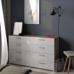 Gavetero De 8 Cajones Blanco Y Beige 140x40.25x81.7 Cm - Tvilum