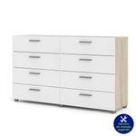 Gavetero De 8 Cajones Blanco Y Beige 140x40.25x81.7 Cm - Tvilum