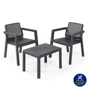 Set de Muebles para Exterior Emilia 3 Pzas Gris