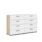 Gavetero De 8 Cajones Blanco Y Beige 140x40.25x81.7 Cm - Tvilum