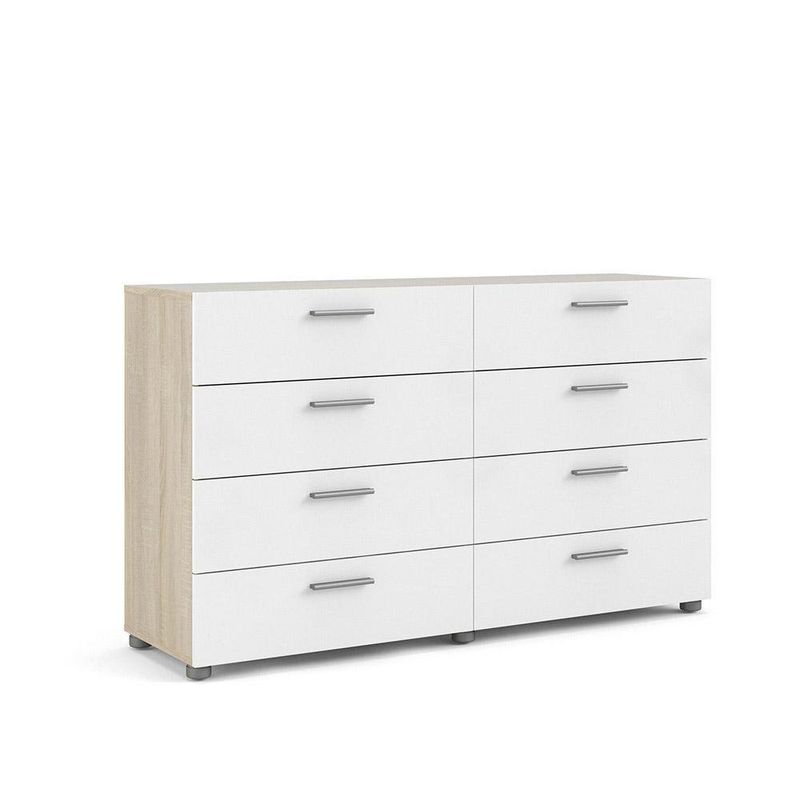 Gavetero De 8 Cajones Blanco Y Beige 140x40.25x81.7 Cm - Tvilum