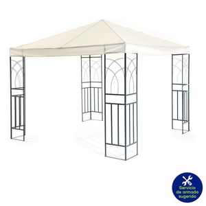 Toldo de Exterior con Columnas Metálicas Beige