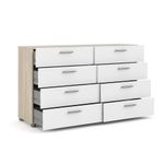 Gavetero De 8 Cajones Blanco Y Beige 140x40.25x81.7 Cm - Tvilum