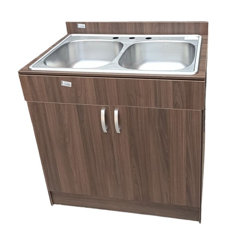 Mueble-de-Cocina-con-Lavatrastos-Doble-Fosa-Nogal-Paramo