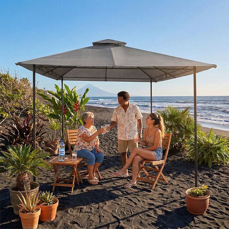 Toldo para Exterior con Estructura de Acero Color Taupe de 2.95 x 2.95 Cm