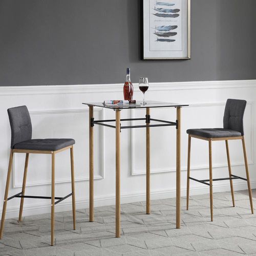 Conjunto de Mesa Alta con 2 Sillas de Bar