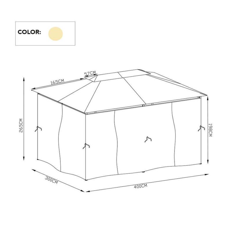 Toldo Y Cortinas Beige De Exterior 3X4 M - Z