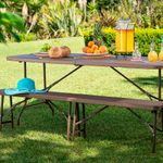 Banca  de Exterior Plegable Plástica Ratán Café