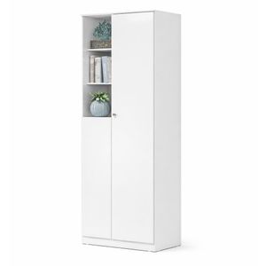 Armario Zary con Repisas y Compartimento Cerrado Color Blanco de 36.5x65x181.2 Cm