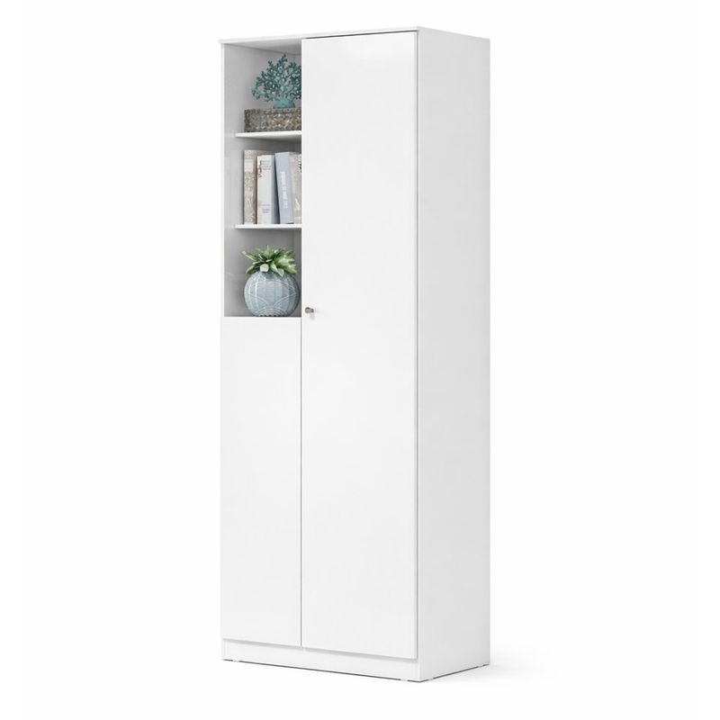 Armario Zary con Repisas y Compartimento Cerrado Color Blanco de 36.5x65x181.2 Cm