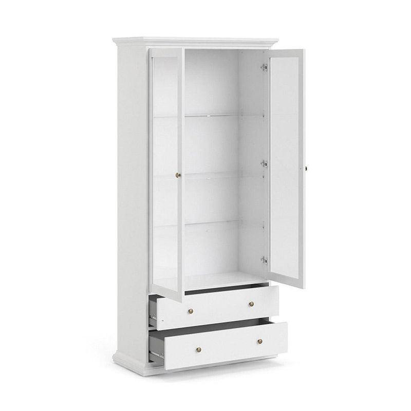 Vitrina Monet 2 Puertas Y 2 Cajones 42x96x201 Cm Blanca - Tvilum