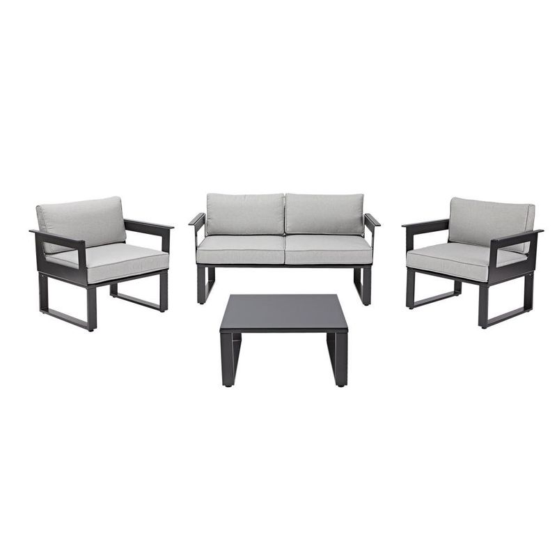 Set de Sofá Sillas y Mesa Gris Odyssea II 4 Pzas