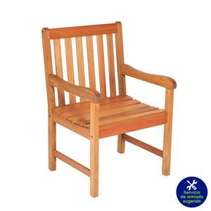 Silla de Madera para Exterior con Brazos y Diseño Clásico