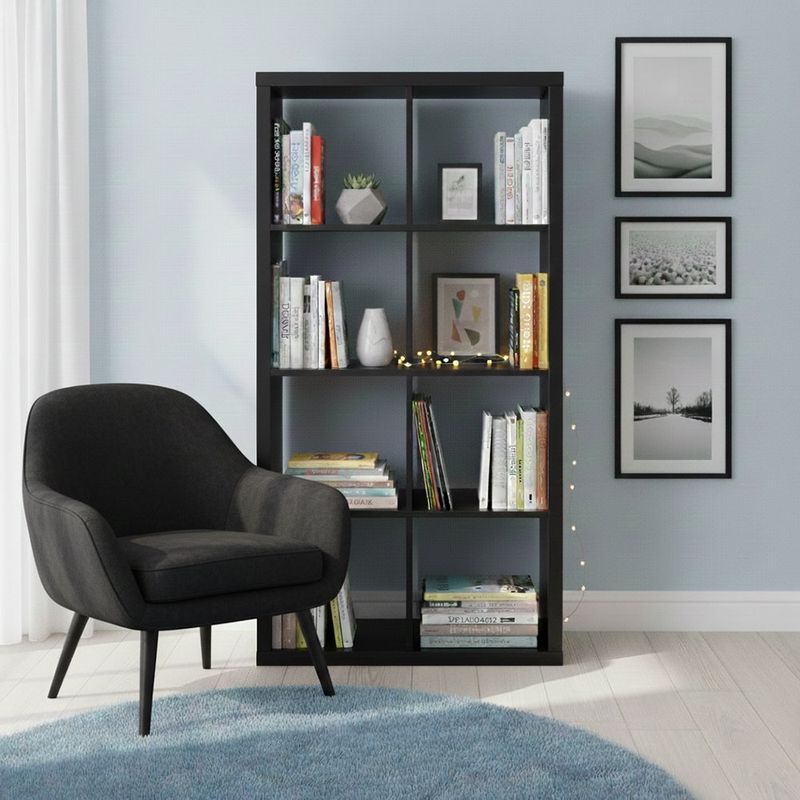 Librera Doble Cubos de 4 Niveles de 79 x 38 x 149 cm Color Café