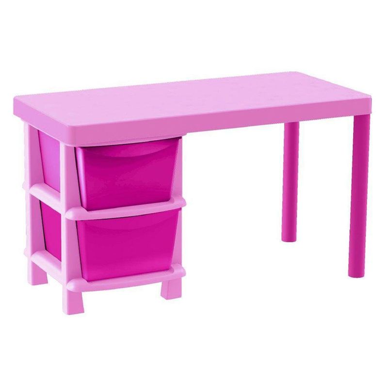 Escritorio-Infantil-Rosado-De-2-Gavetas---Guateplast