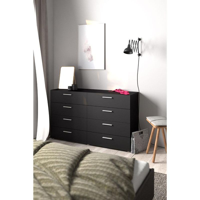 Gavetero Turin De 8 Gavetas Negro 140X40X82 Cm - Tvilum