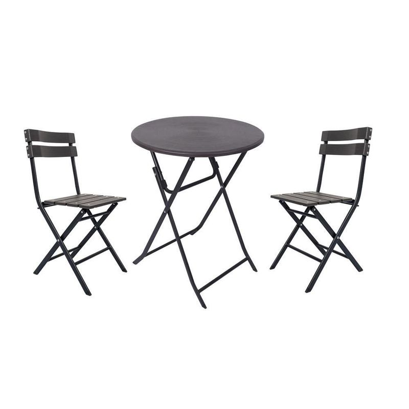 Set Bistro Gris Sillas Plegables 3 Pzas - Zmobili [p]