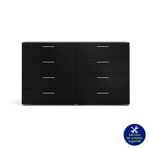 Gavetero Turin Negro de 8 Gavetas 140x40x82 Cm