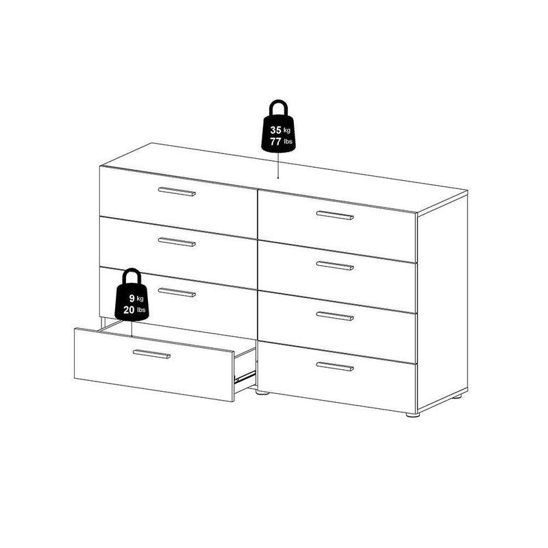 Gavetero Turin De 8 Gavetas Negro 140X40X82 Cm - Tvilum