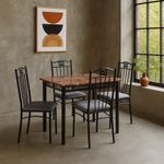 Comedor Rectangular y 4 Sillas Tapizadas