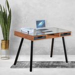 Escritorio Café Con Top Vidrio Dos Gavetas - Z