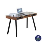 Escritorio Café Con Top Vidrio Dos Gavetas - Z