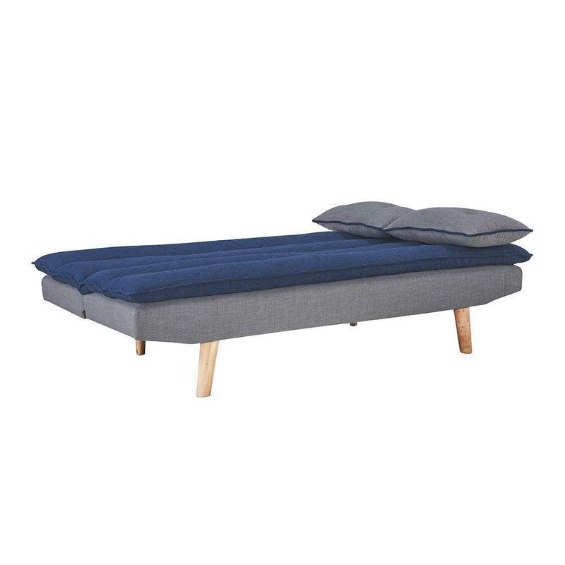 Sofá Cama + 2 Cojines Gris Con Azul - Z