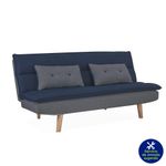Sofá Cama + 2 Cojines Gris Con Azul - Z