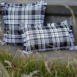 Cobertor De Cojín Cuadros Blanco Negro De Exterior 30 X 50 Cm - Z