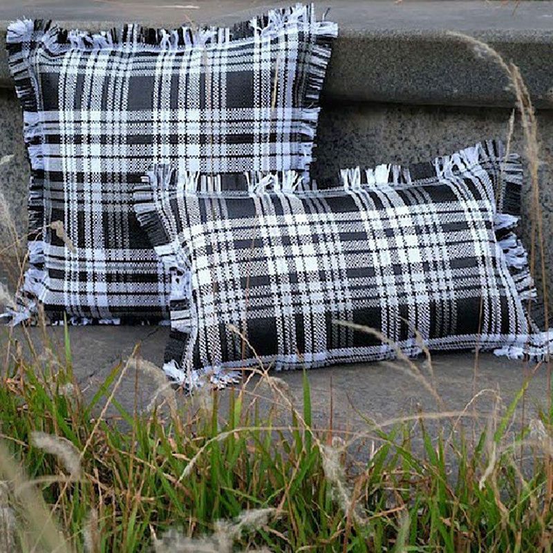 Cobertor De Cojín Cuadros Blanco Negro De Exterior 30 X 50 Cm - Z
