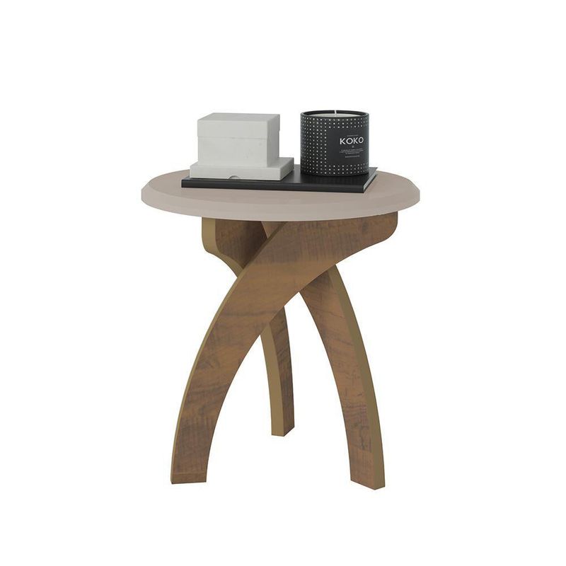 Mesa Auxiliar Café y Blanca 70X70X46.5 Cm - Z