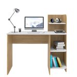 Escritorio con Repisas Natural y Blanco 111.5 X 51.5 X 110 Cm - Zmobili