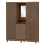 Armario Terry con Espejo 4 Puertas y 3 Gavetas para Dormitorio 46.5 x 160 x 200 cm