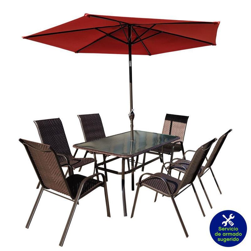 Set Mesa Rectángular 150X90X72 Cm Y 6 Sillas