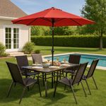 Set de Jardín con Mesa y Sombrilla para 6 Personas