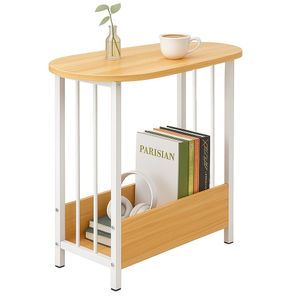 Mesa Auxiliar Ovalada Blanca para Sala