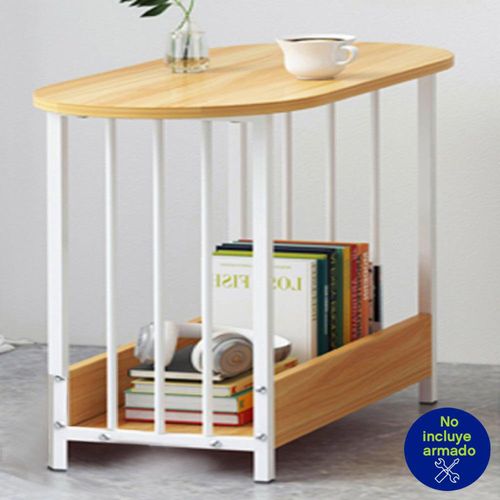 Mesa Auxiliar Ovalada Blanca para Sala