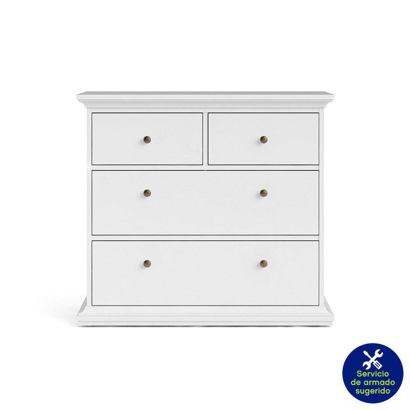 Gavetero Monet De 4 Gavetas Blanco 96X49X87 Cm - Tvilum