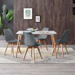 Comedor Rectangular Blanco y Gris para 4 Personas