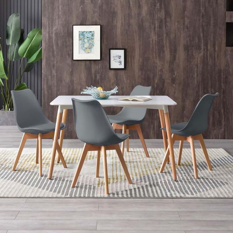 Comedor Rectangular Blanco y Gris para 4 Personas