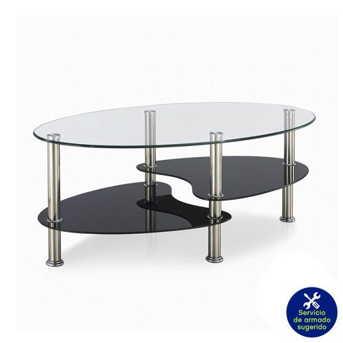 Mesa de Centro Ovalada Vidrio Transparente 100x60x42 Cm - Z