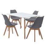 Comedor Rectangular Blanco y Gris para 4 Personas