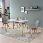 Comedor Rectangular Blanco y Gris para 4 Personas