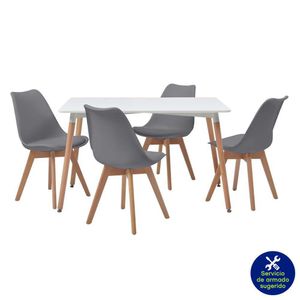 Comedor Rectangular Blanco y Gris para 4 Personas