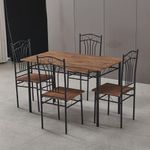 Set De Comedor Meco Nuez Y Negro 4 Personas - Zmobili