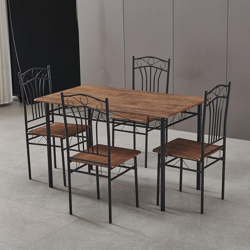 Set De Comedor Meco Nuez Y Negro 4 Personas - Zmobili