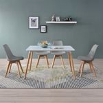 Comedor Rectangular Blanco y Gris para 4 Personas