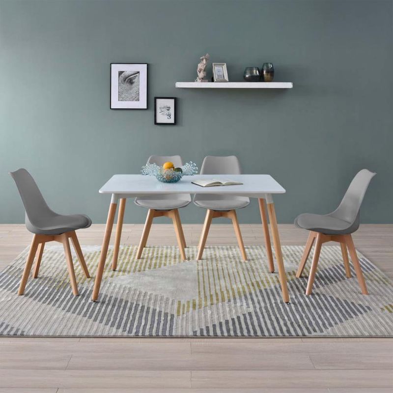 Comedor Rectangular Blanco y Gris para 4 Personas