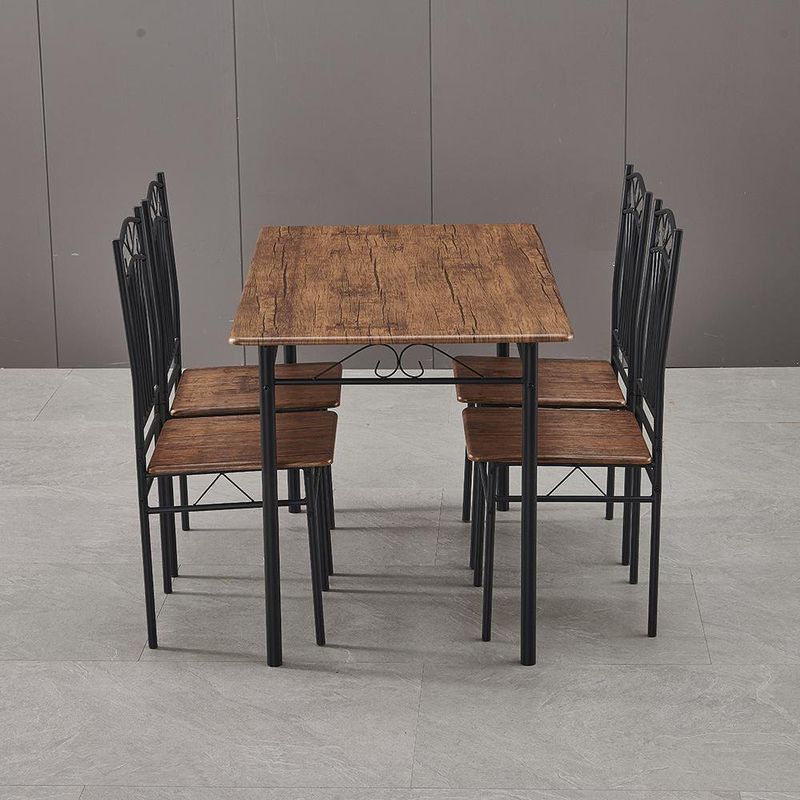 Set De Comedor Meco Nuez Y Negro 4 Personas - Zmobili